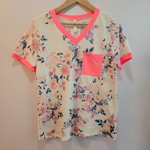 Vanilla Bay Tops - NWT Vanilla Bay Blue Lagoon Power to the Flower Tee Shirt Size S